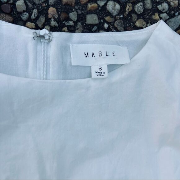 Mable white poplin cotton flutter sleeve mini dress S - Picture 2 of 4
